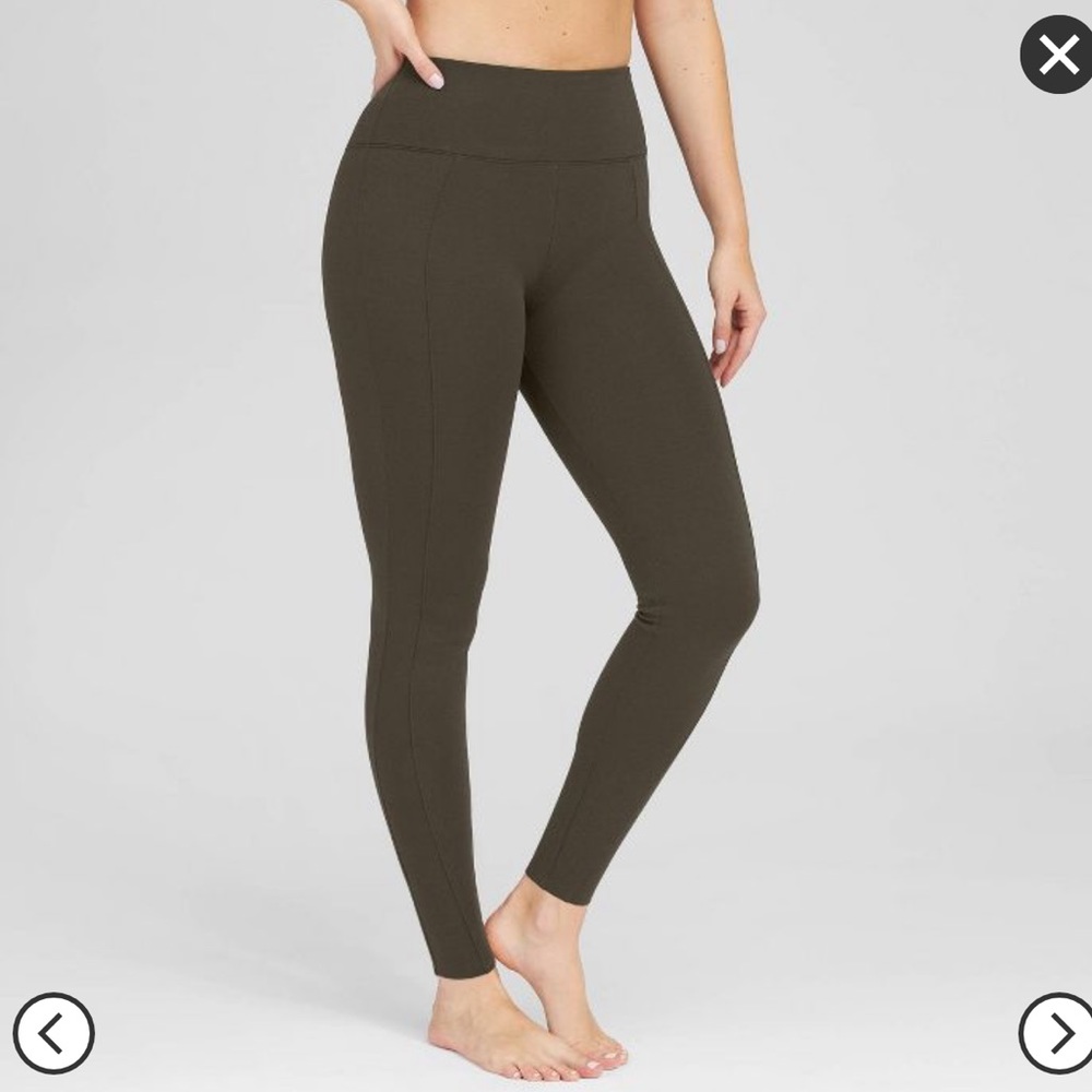 SPANX Assets Ponte Shaping Leggings Olive Green Size Medium NWOT